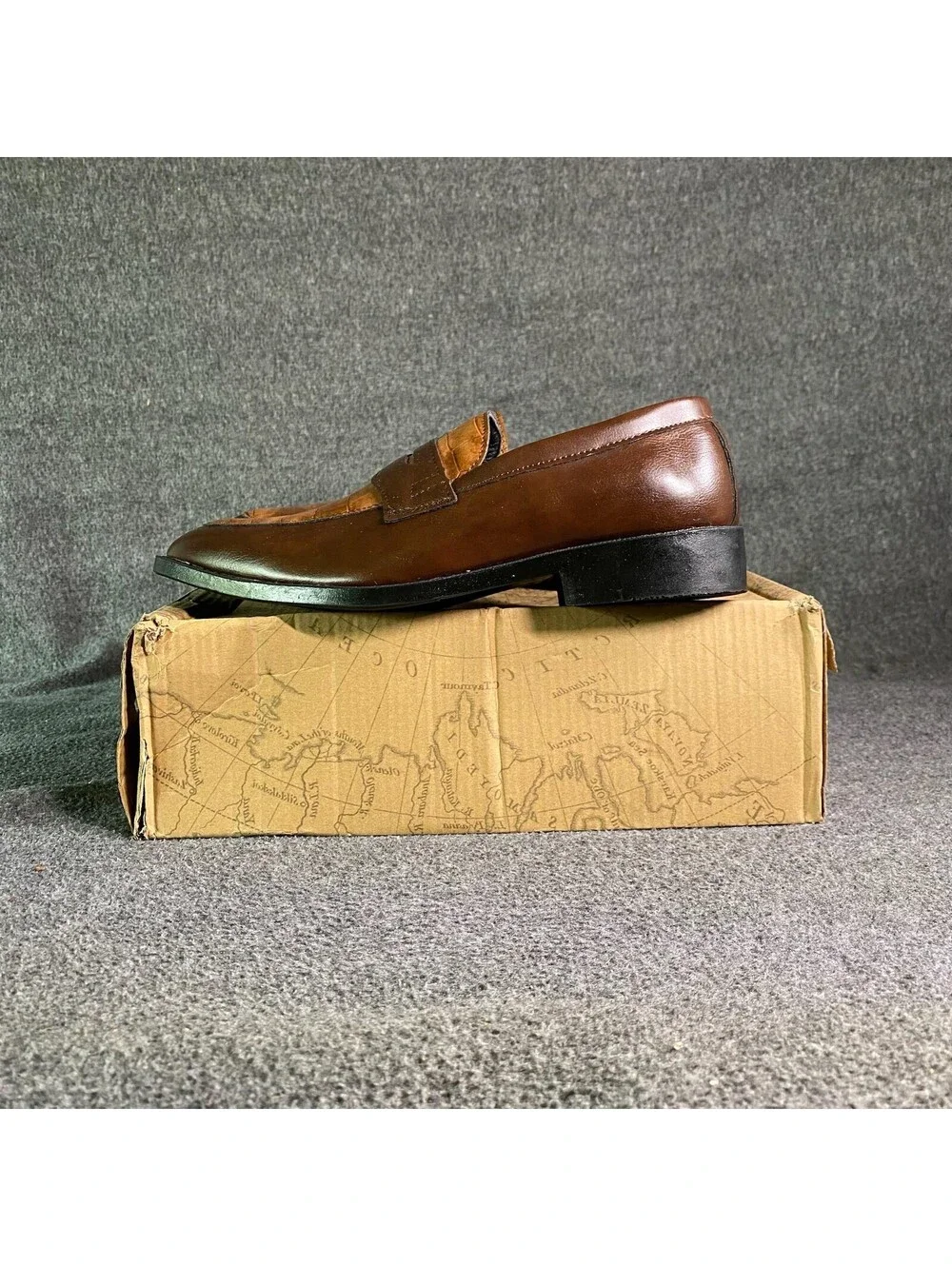 Men’s Brown Leather Slip On Penny Loafers Dress Casual Shoes Size 8 EU 41
